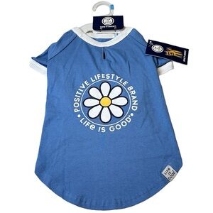 Life is Good Dog Shirt Size Medium NWT Blue Daisy Puppy Pet Gift